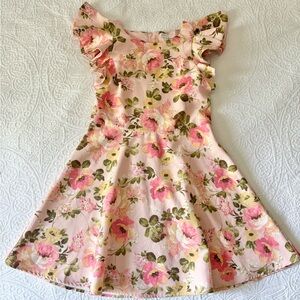 GB Girls Pink Floral Ruffle Dress. Girls formal dress. Girls wedding guest dress